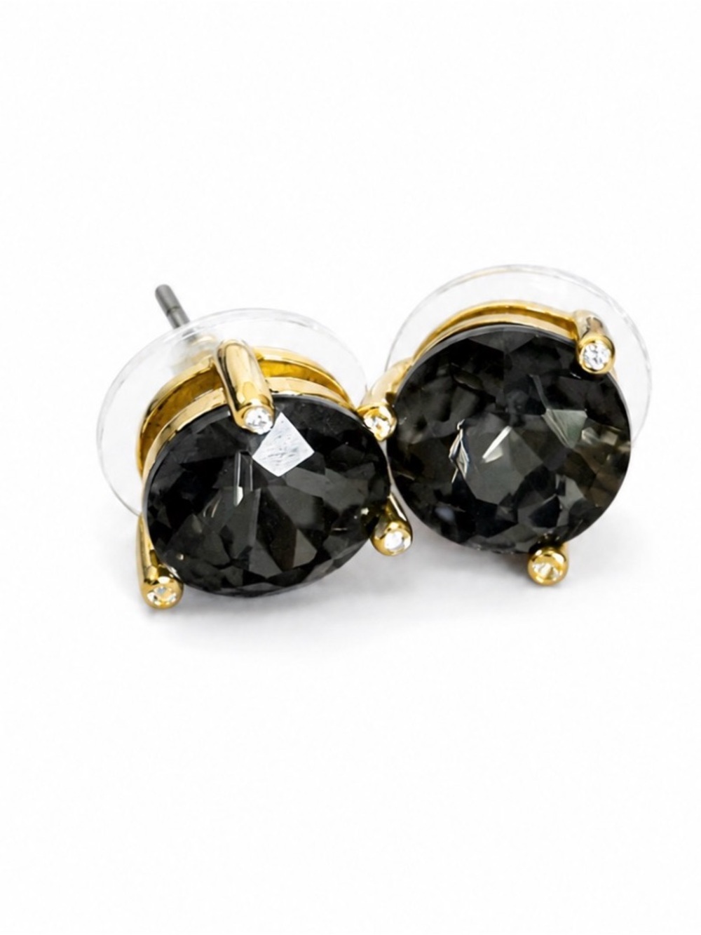 Kate Spade New York “Rise and Shine” Stud Earrings in Smoky Black & Gold